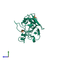 PDB entry 1ihk coloured by chain, side view.