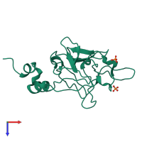 PDB entry 1ihk coloured by chain, top view.