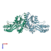 PDB entry 1iho coloured by chain, top view.