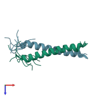 PDB entry 1ihq coloured by chain, ensemble of 10 models, top view.