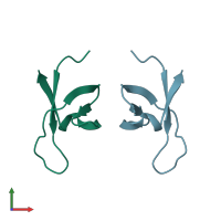 PDB entry 1ihv coloured by chain, front view.