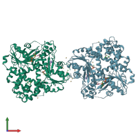 PDB entry 1ii0 coloured by chain, front view.