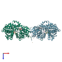 PDB entry 1ii0 coloured by chain, top view.