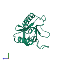 PDB entry 1ii3 coloured by chain, side view.