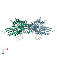 PDB entry 1ii6 coloured by chain, top view.