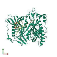 PDB entry 1iid coloured by chain, front view.
