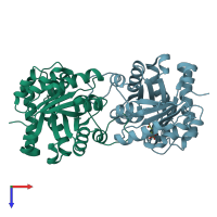 PDB entry 1iig coloured by chain, top view.