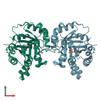 PDB entry 1iih coloured by chain, front view.