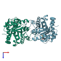 PDB entry 1iih coloured by chain, top view.