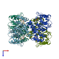 PDB entry 1iin coloured by chain, top view.