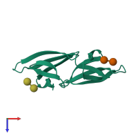 PDB entry 1iiy coloured by chain, top view.