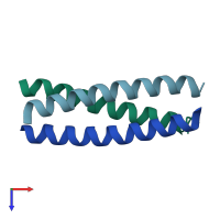 PDB entry 1ij3 coloured by chain, top view.