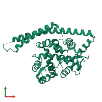 PDB entry 1ij6 coloured by chain, front view.