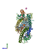 PDB entry 1ijd coloured by chain, side view.