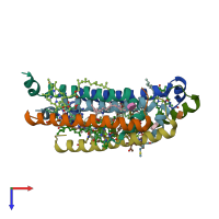 PDB entry 1ijd coloured by chain, top view.