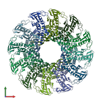 PDB entry 1ijg coloured by chain, front view.