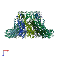 PDB entry 1ijg coloured by chain, top view.