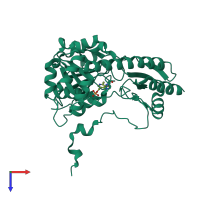 PDB entry 1iji coloured by chain, top view.