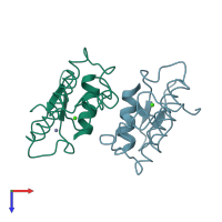 PDB entry 1ijl coloured by chain, top view.