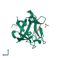 PDB entry 1ijt coloured by chain, side view.