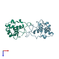 PDB entry 1ijy coloured by chain, top view.