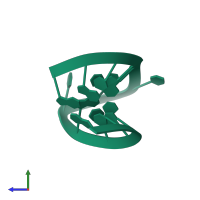 PDB entry 1ik1 coloured by chain, side view.