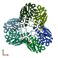 PDB entry 1ik4 coloured by chain, front view.
