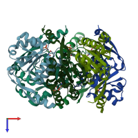 PDB entry 1ik4 coloured by chain, top view.