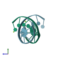 PDB entry 1ikk coloured by chain, side view.