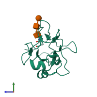 PDB entry 1iko coloured by chain, side view.