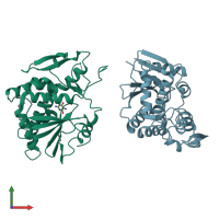 PDB entry 1il5 coloured by chain, front view.