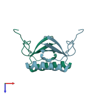 PDB entry 1il8 coloured by chain, top view.