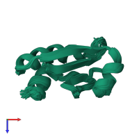 PDB entry 1ilo coloured by chain, ensemble of 21 models, top view.