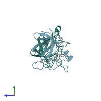 PDB entry 1ilr coloured by chain, side view.