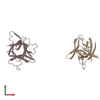 PDB entry 1ilt coloured by chain, front view.