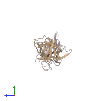 PDB entry 1ilt coloured by chain, side view.