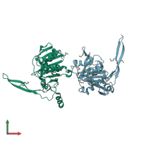 PDB entry 1ilv coloured by chain, front view.