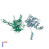 PDB entry 1ilv coloured by chain, top view.