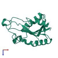 PDB entry 1ilw coloured by chain, top view.
