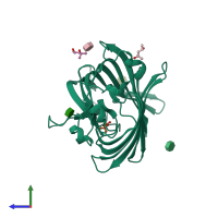 PDB entry 1im0 coloured by chain, side view.