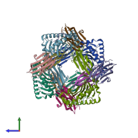 PDB entry 1im3 coloured by chain, side view.