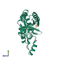 PDB entry 1im4 coloured by chain, side view.
