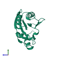 PDB entry 1im6 coloured by chain, side view.