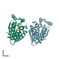 PDB entry 1im8 coloured by chain, front view.