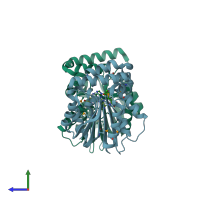 PDB entry 1im8 coloured by chain, side view.