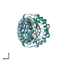 PDB entry 1ima coloured by chain, side view.