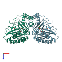 PDB entry 1imb coloured by chain, top view.