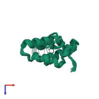 PDB entry 1imp coloured by chain, ensemble of 21 models, top view.