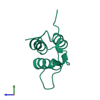 PDB entry 1imq coloured by chain, side view.