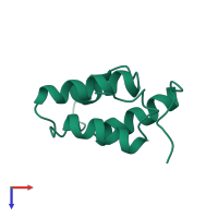 PDB entry 1imq coloured by chain, top view.